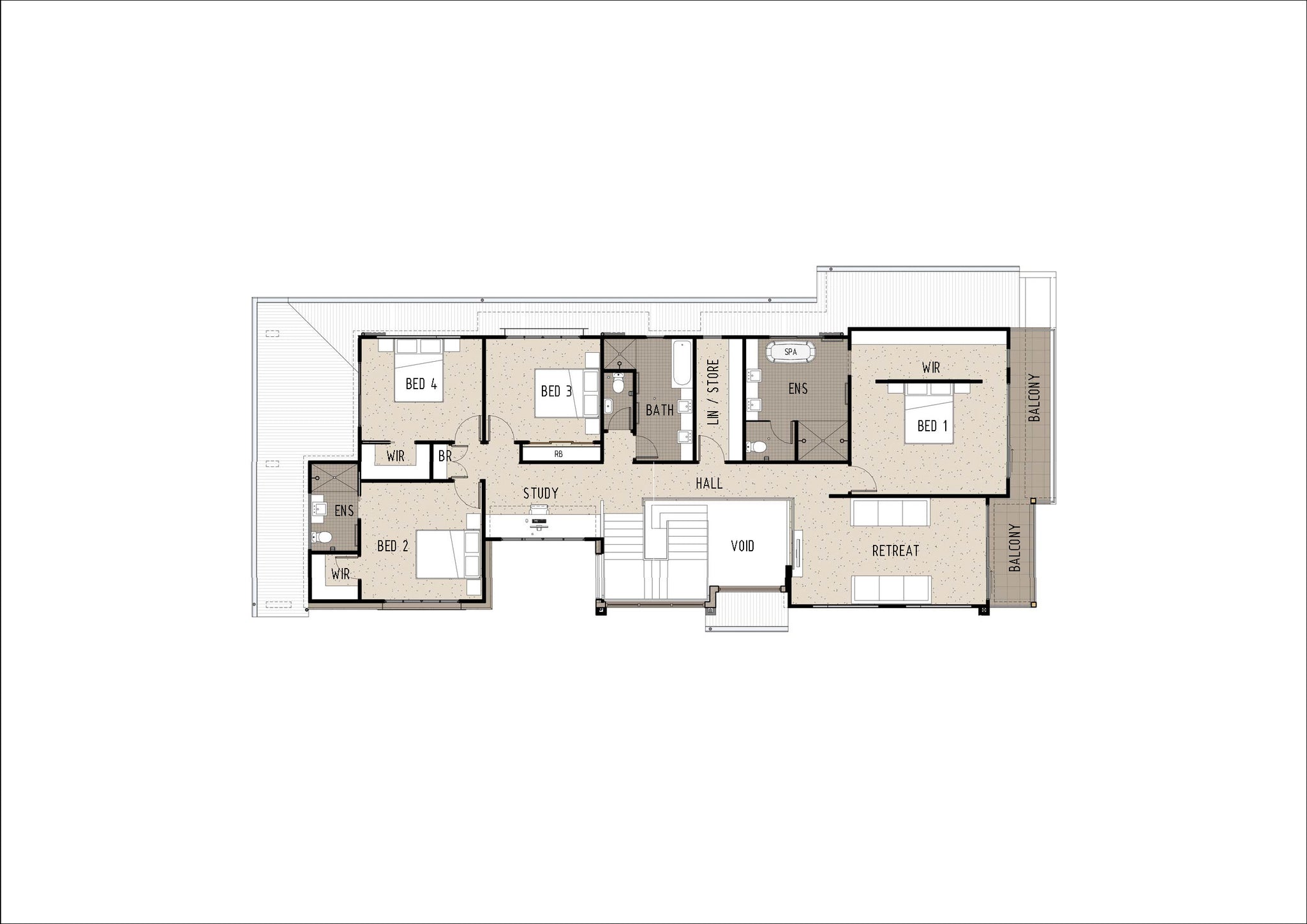 Modern first-floor design by Australian House Design Group, showcasing contemporary architectural features and vibrant exterior colors.