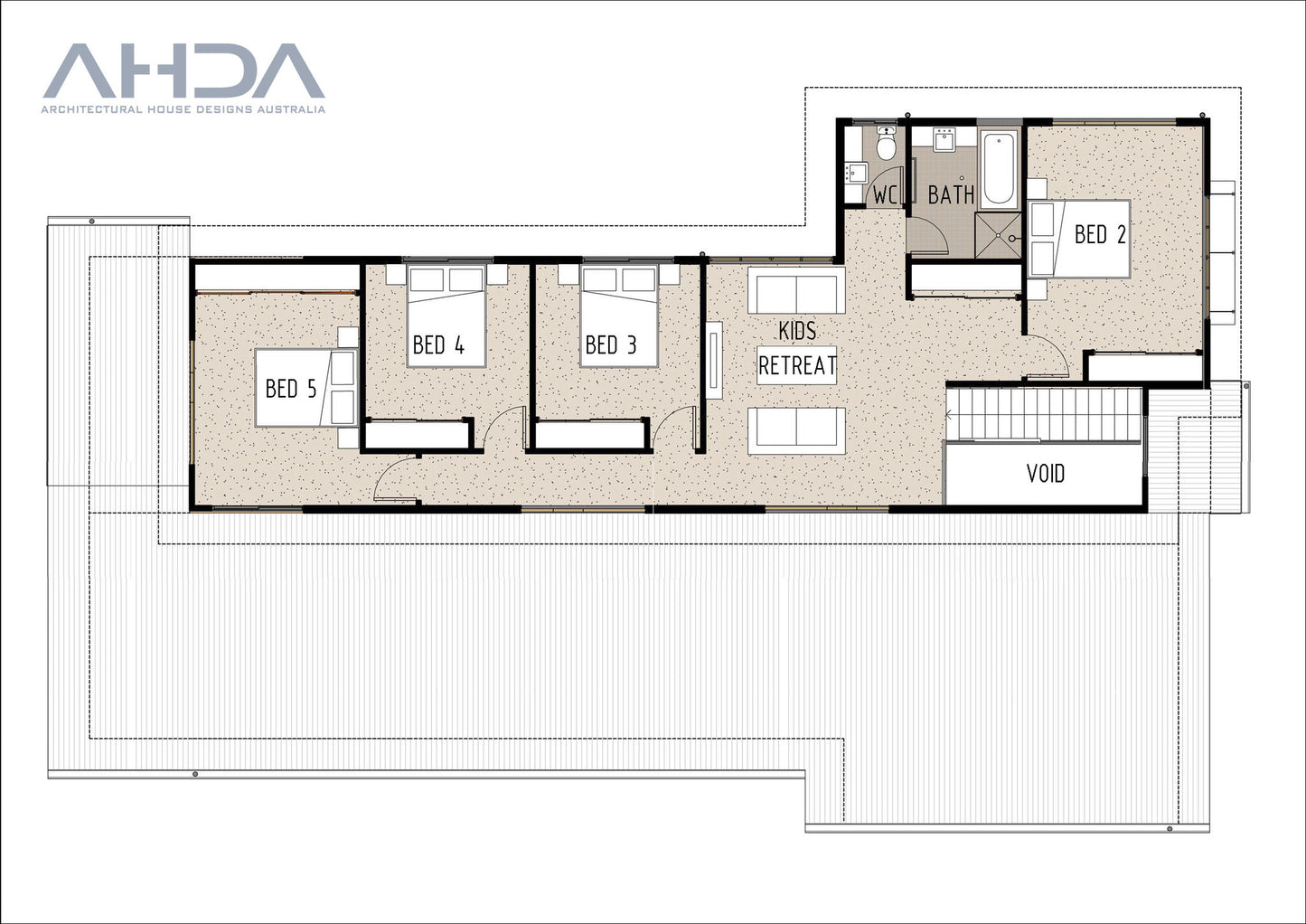 Modern Australian House Design M5007-B by Australian House Design Group, showing the front elevation with contemporary architectural features.