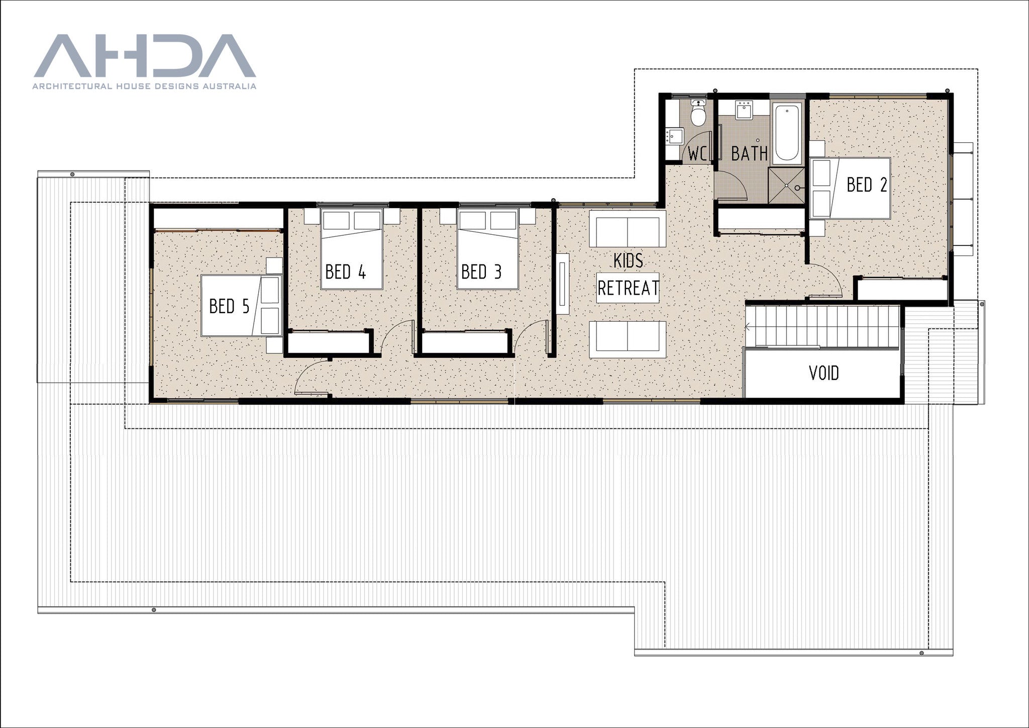 Modern Australian House Design M5007-B by Australian House Design Group, showing the front elevation with contemporary architectural features.
