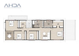Small lot house design by Australian House Design Group, model SL4001-B, featuring modern architectural details and a landscaped yard.