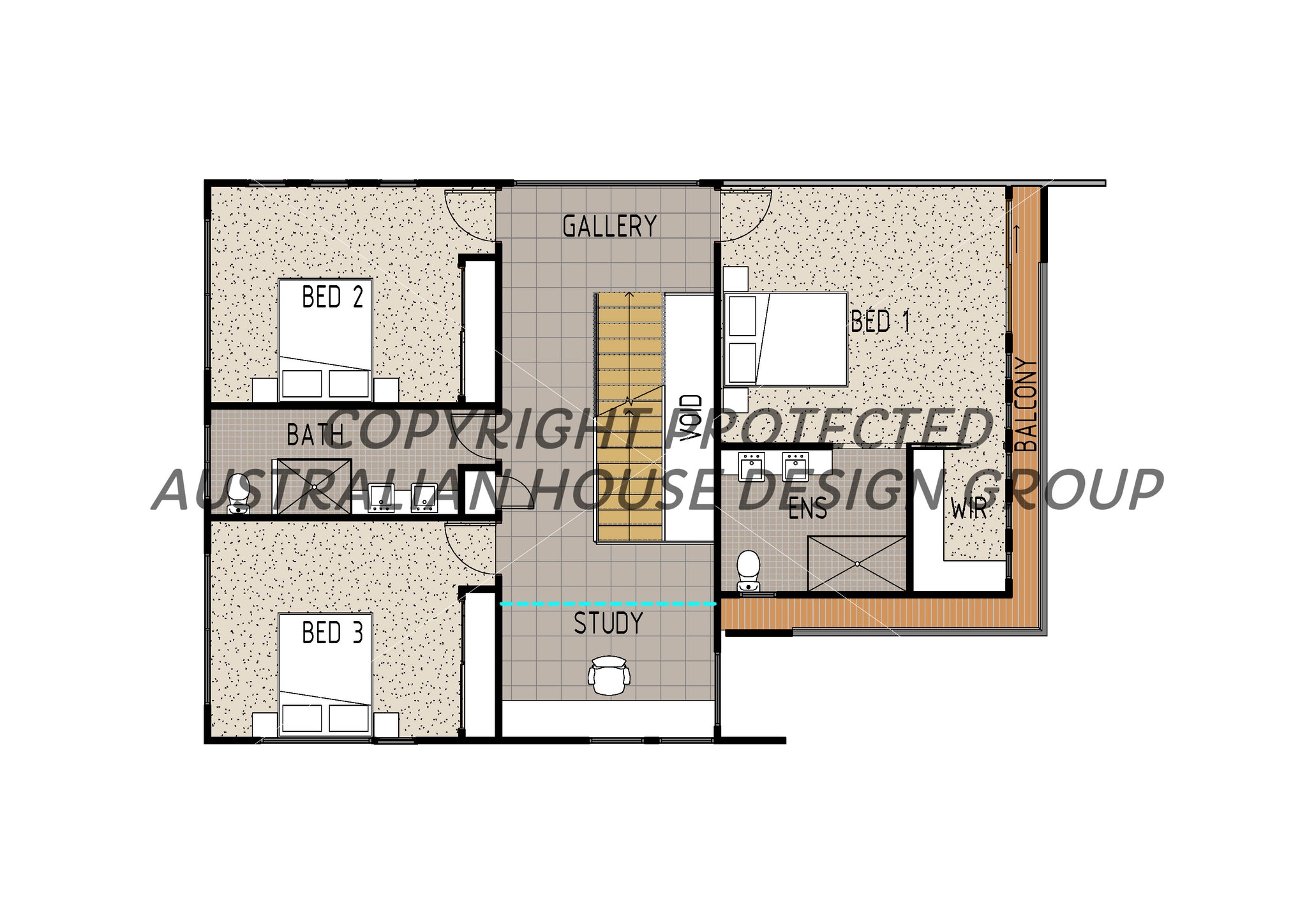 Modern house plan by Australian House Design Group, architectural drawing with detailed layout and design features.