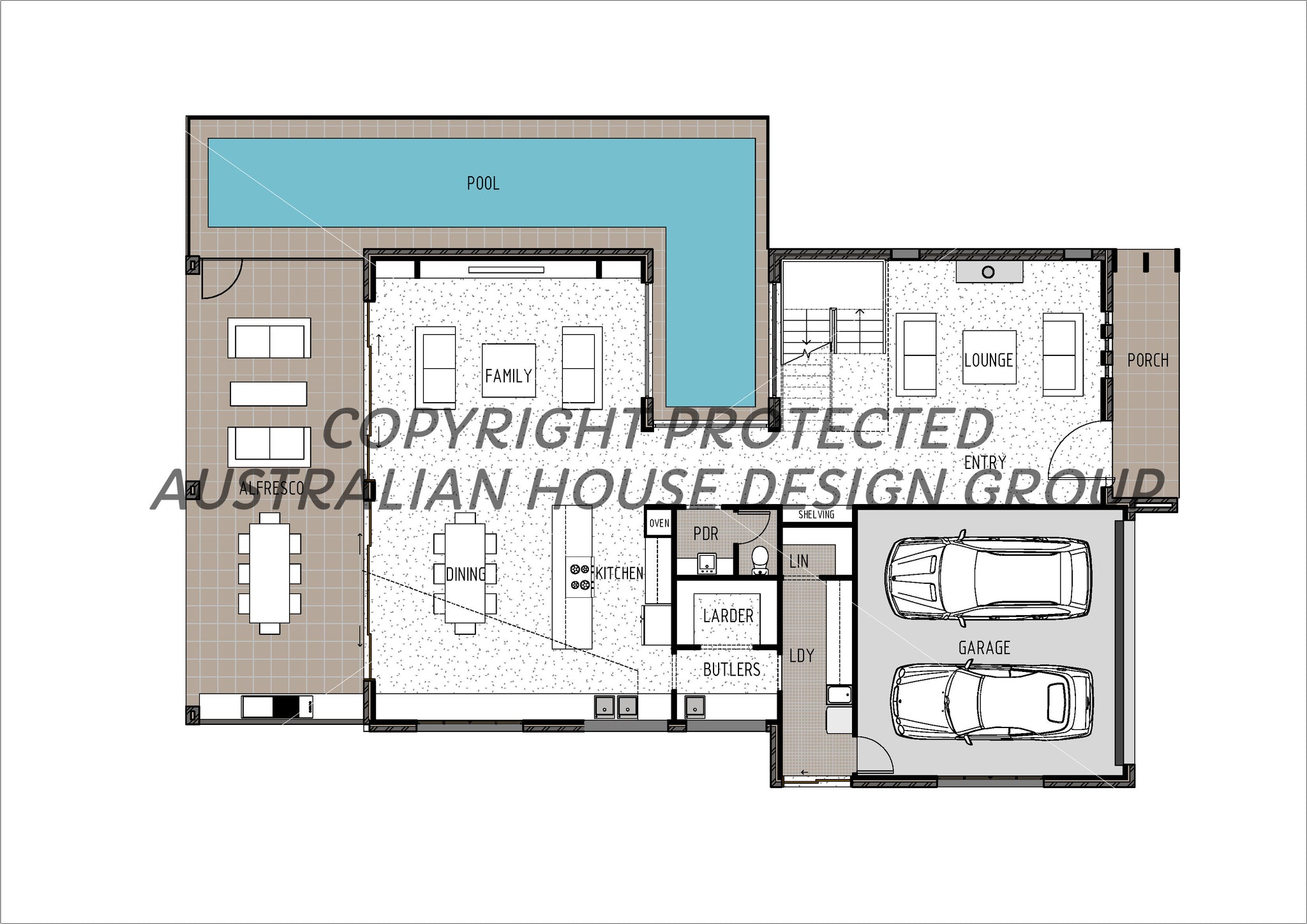 Modern Australian House Design by Australian House Design Group, ground floor view with colorful exterior and contemporary architecture.