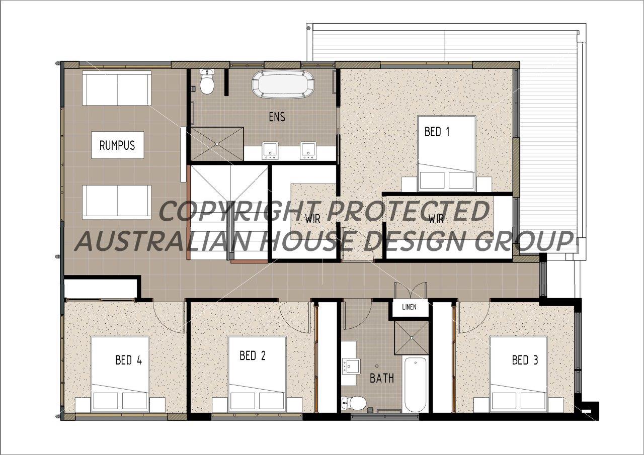 Australian House Design Group M4016-B modern house plans, detailed blueprint showing layout and architectural features.