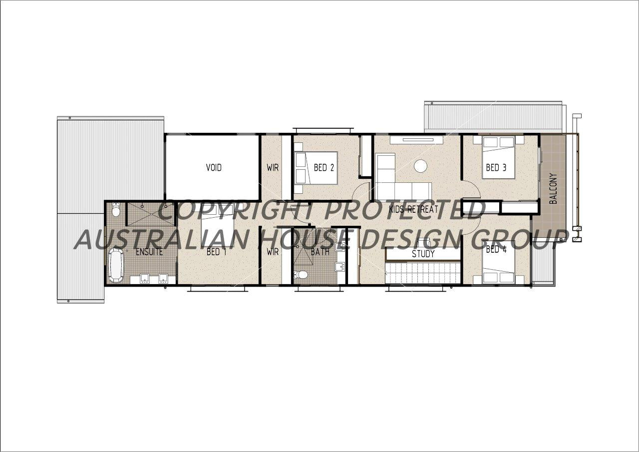 Modern house plan M4027 by Australian House Design Group, showing architectural layout on page 2 with detailed design elements.