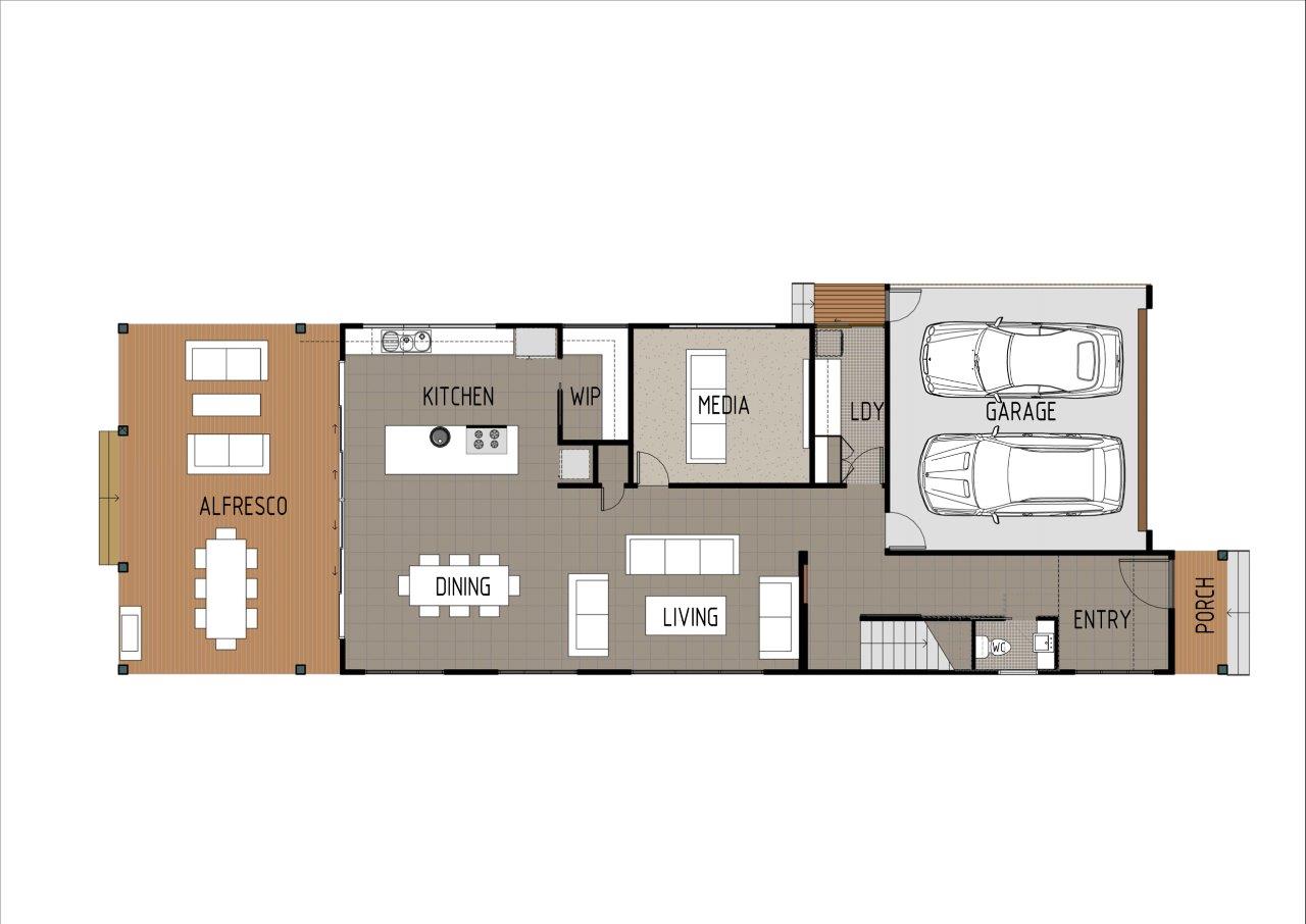Modern Australian House Design M4031-A architectural plan with detailed floor layout and design features.