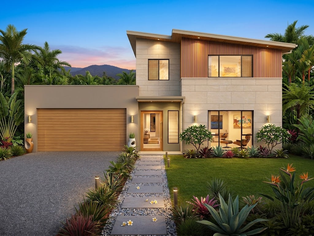 Modern Australian House Design by Australian House Design Group, rendered in a detailed architectural illustration.