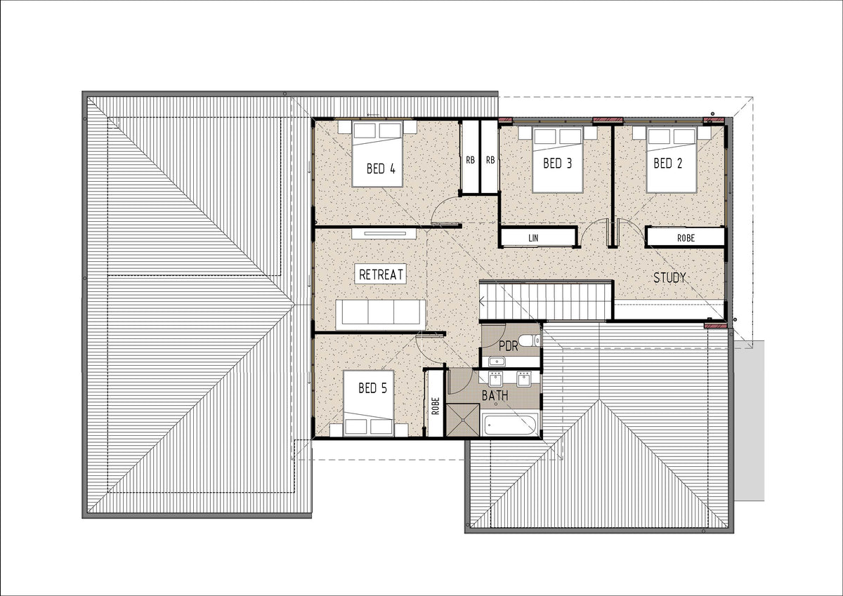 Traditional Australian House Design T5004-B facade with colorful first-floor exterior, showcasing detailed architectural features.