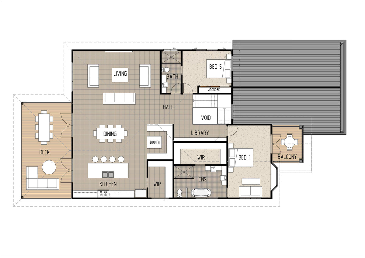 Australian House Design Group H5001 Hamptons-style exterior with white siding, large windows, and coastal-inspired architecture.