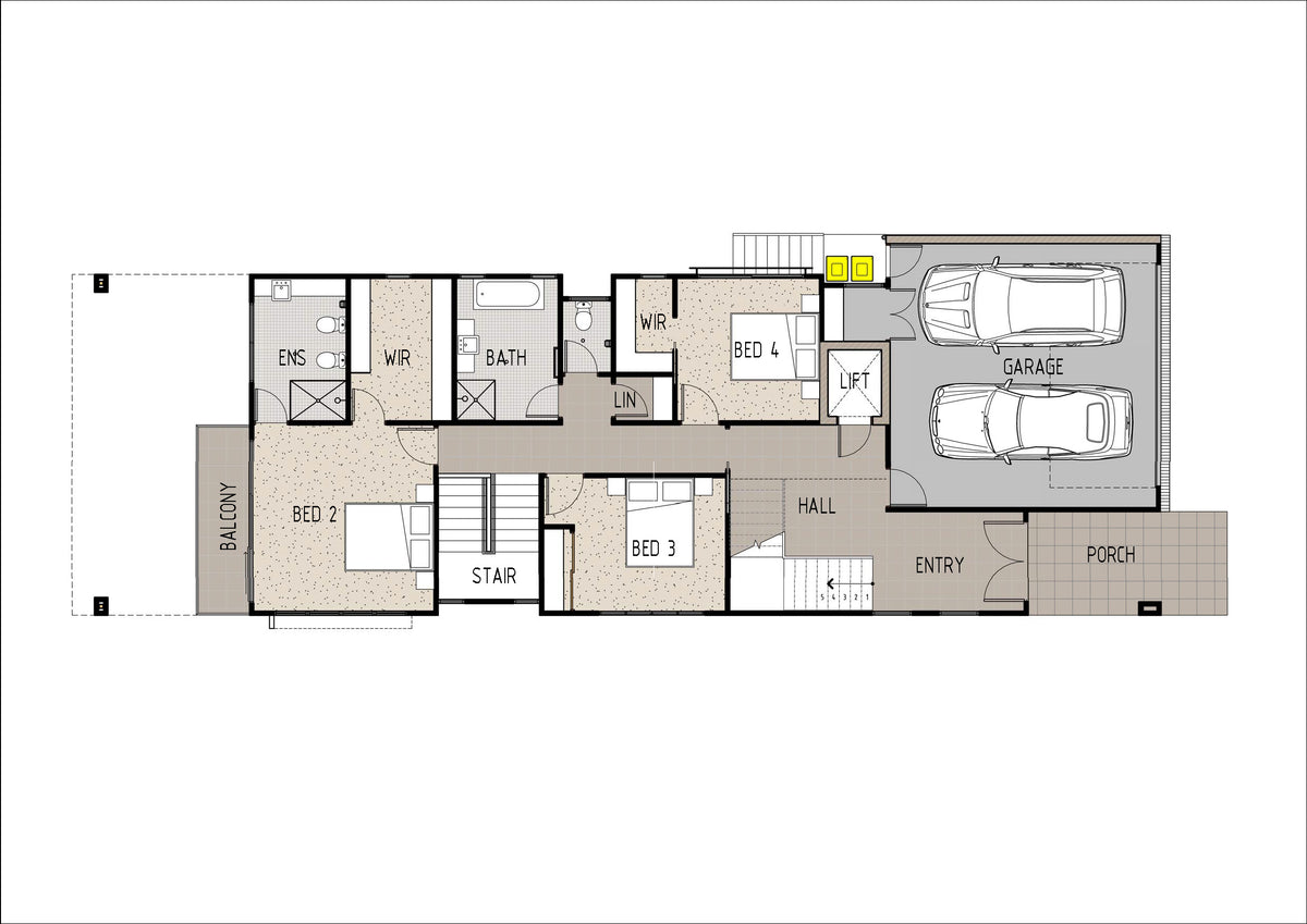 Colorful Australian House Design Group SL4002 Small Lot ground floor exterior with modern architectural features and vibrant facade.