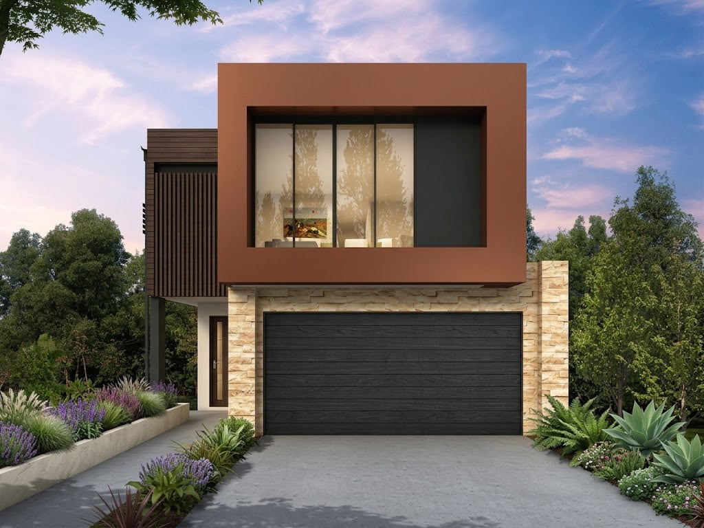 Modern small lot house design by Australian House Design Group featuring sleek architecture and contemporary exterior details.