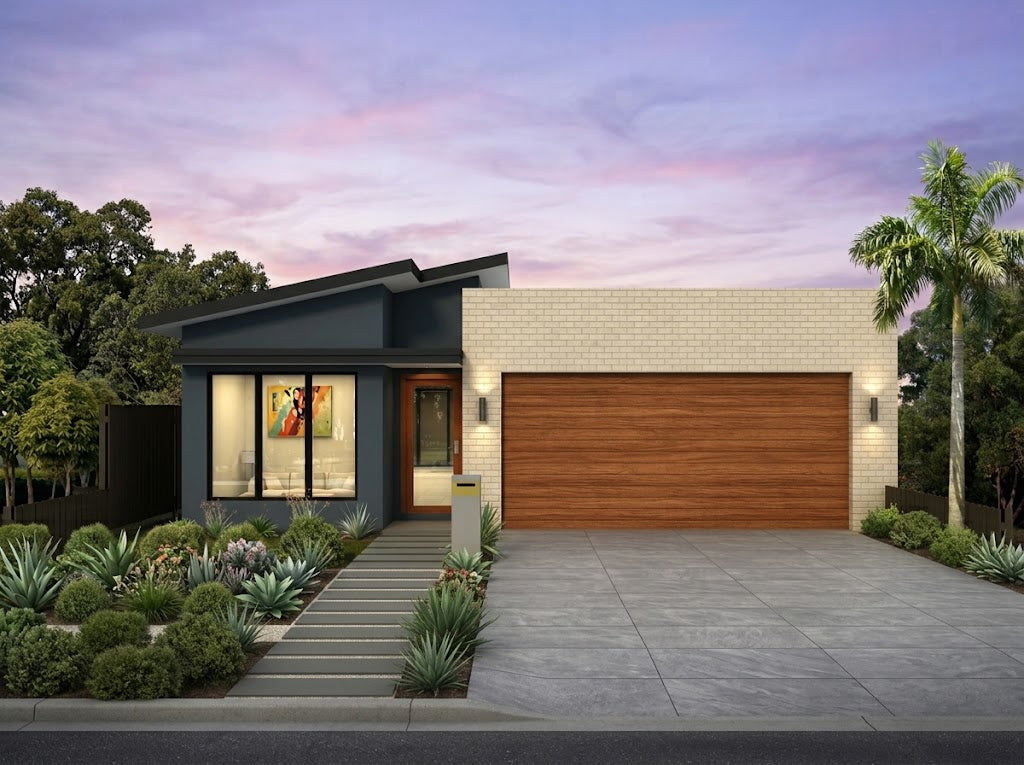 Modern small lot Australian House Design Group home exterior with clean lines and contemporary architectural details.