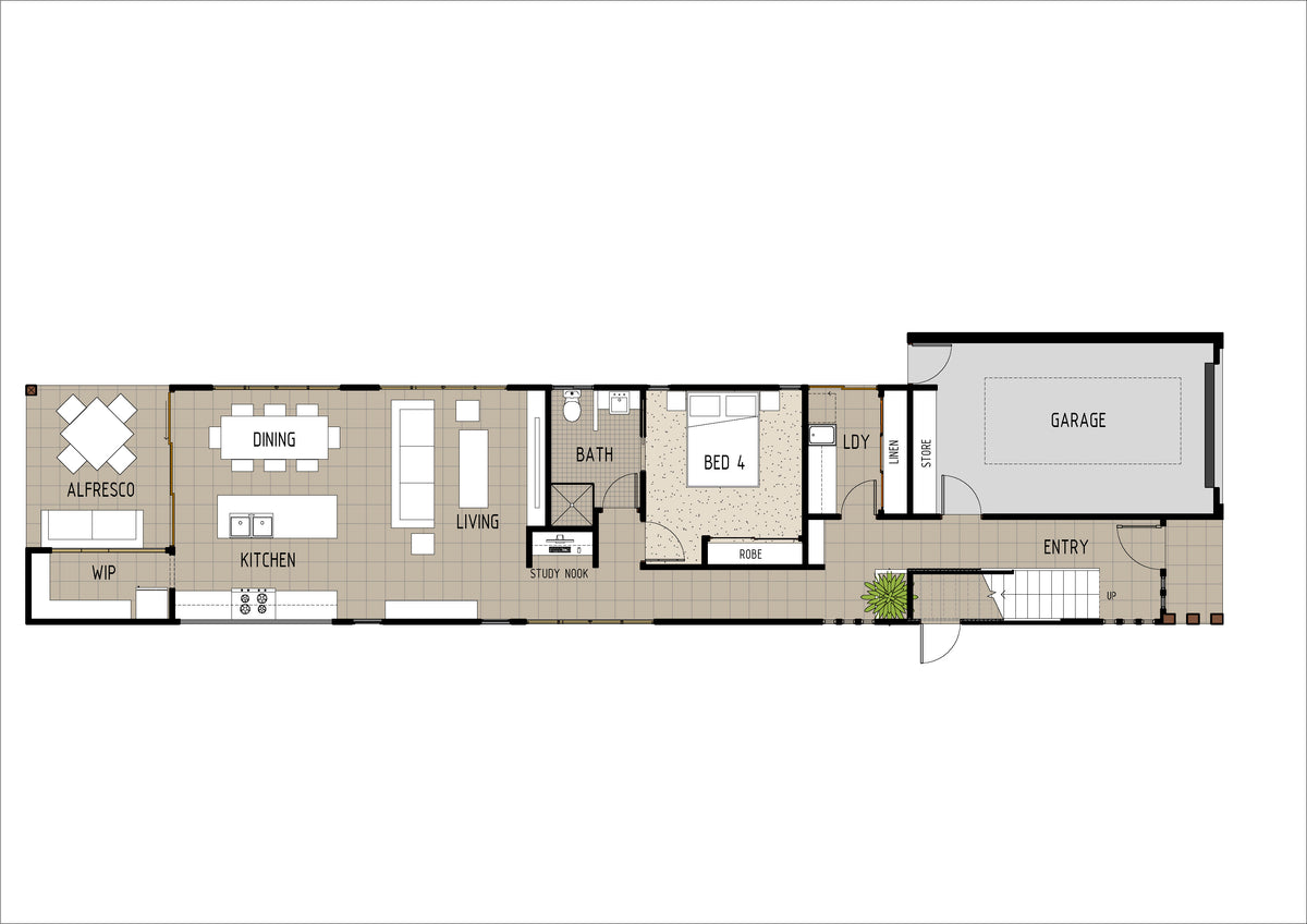 Australian House Design Group SL4008 small lot house plans, detailed architectural drawings on page 1.