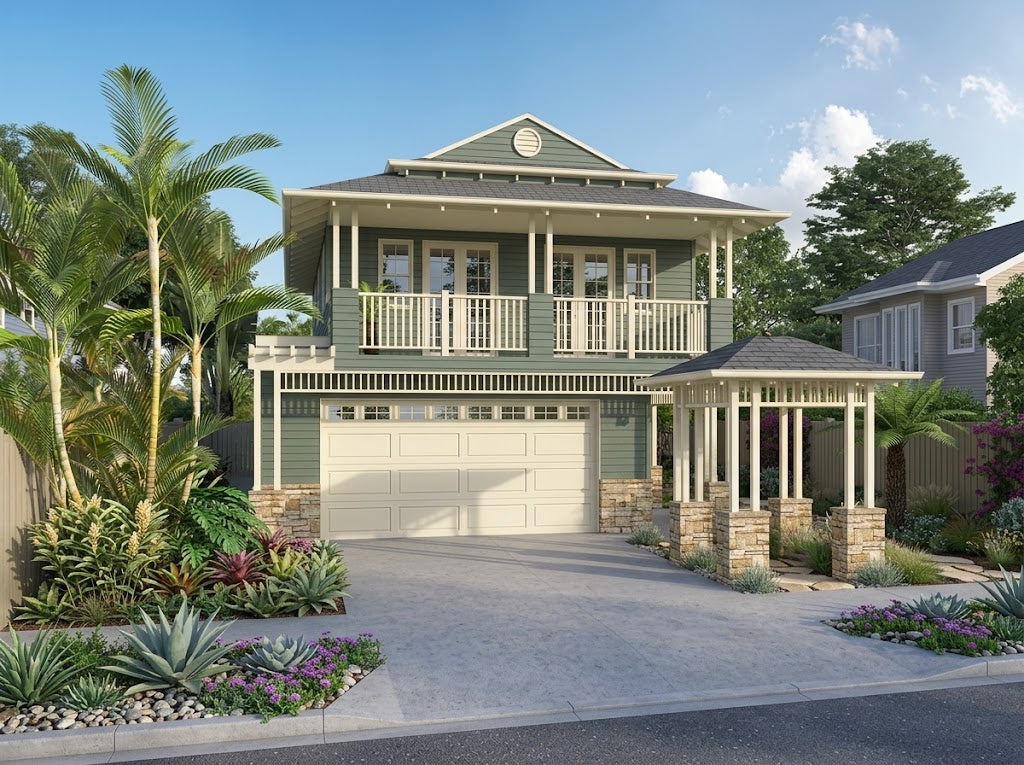 Hamptons-style Australian House Design H4026 featuring elegant architectural details and spacious exterior views.