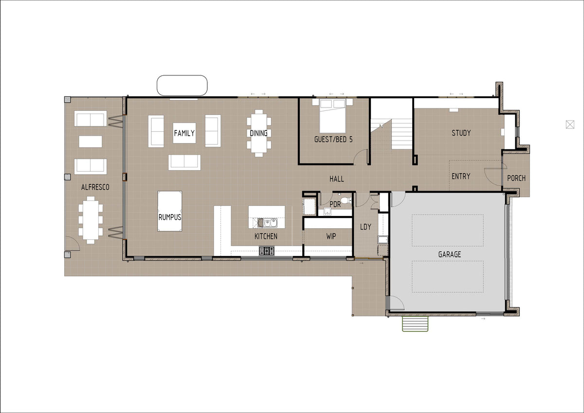 Modern Australian House Design M5001 ground floor color scheme showing exterior view with contemporary architecture and landscaping.