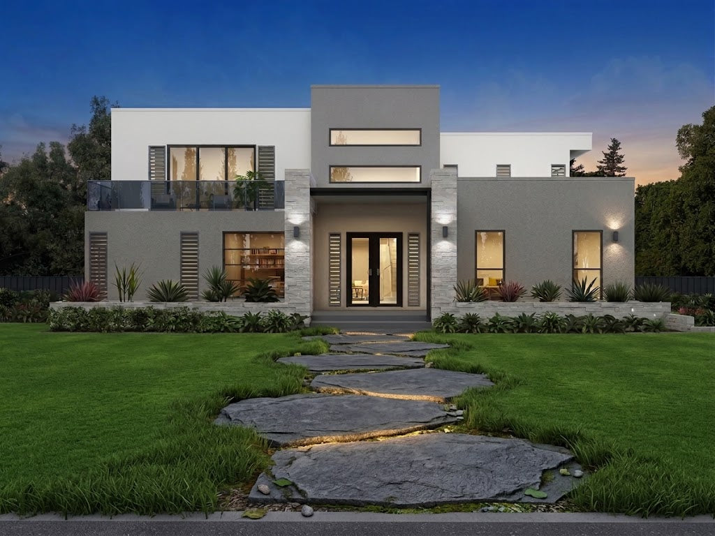 Modern Australian House Design M5006-A by Australian House Design Group, showcasing contemporary architectural features and clean lines.