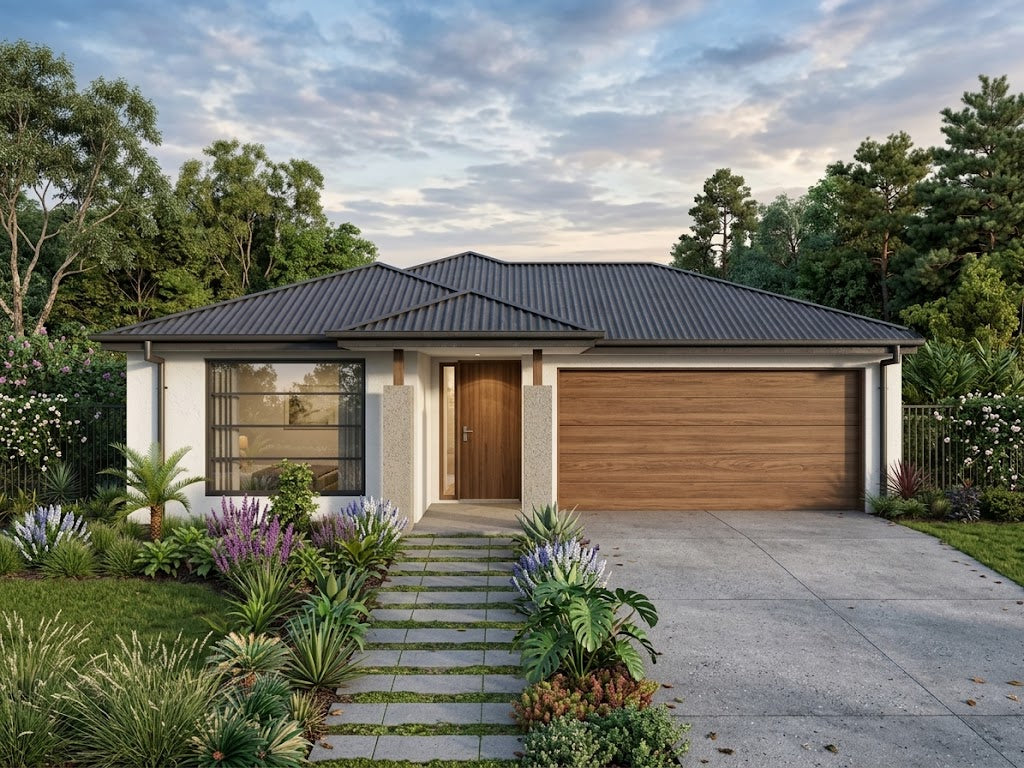 Traditional Australian House Design T2002 by Australian House Design Group, showcasing the detailed exterior architecture and roofing.