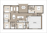 Traditional Australian House Design by Australian House Design Group, ground floor color plan diagram.