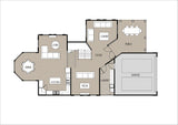 Ground floor sheet for Hamptons-style H3003 design by Australian House Design Group, showing exterior architectural details.