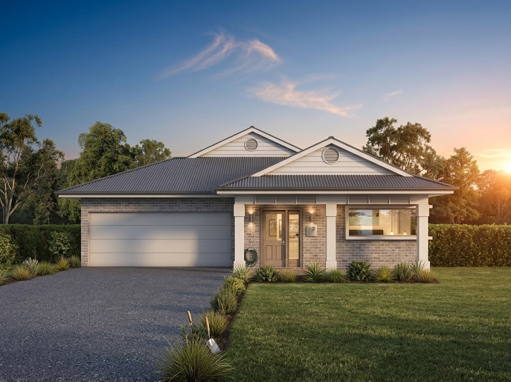 Australian House Design Group H3006 Hamptons style home exterior with white siding and classic coastal architecture.
