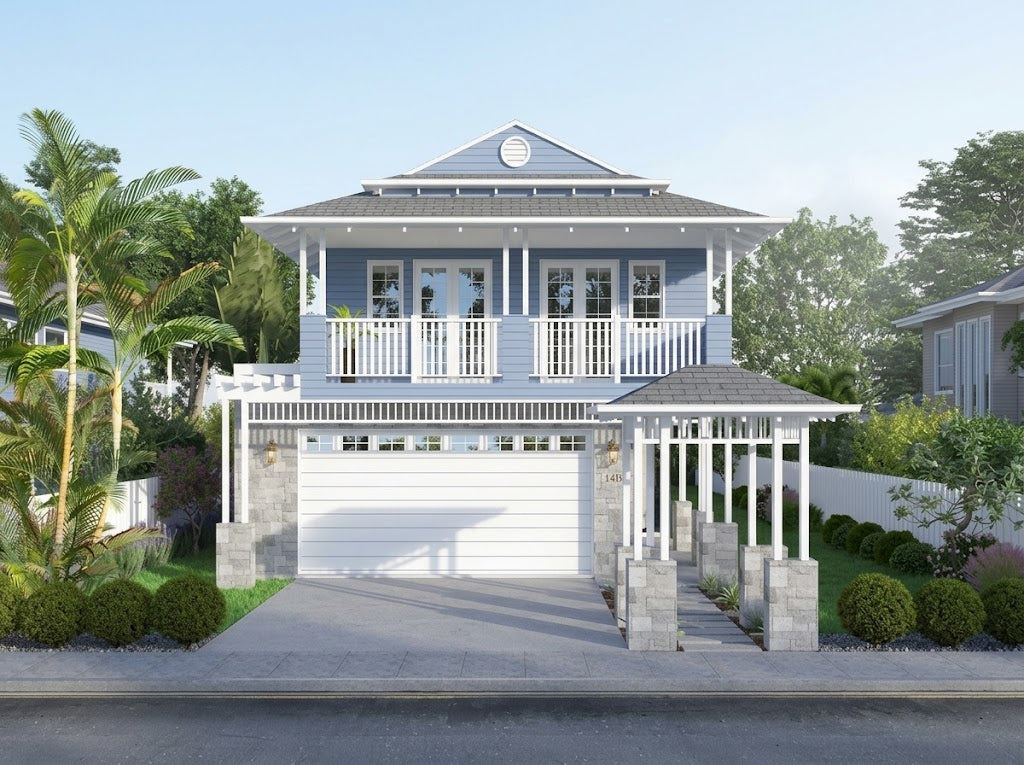 Australian House Design Group H4008 Hamptons-style house exterior with white siding, large windows, and coastal-inspired architecture.