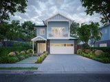 Australian House Design Group H4016 Hamptons style exterior with white siding, large windows, and classic coastal architectural details.