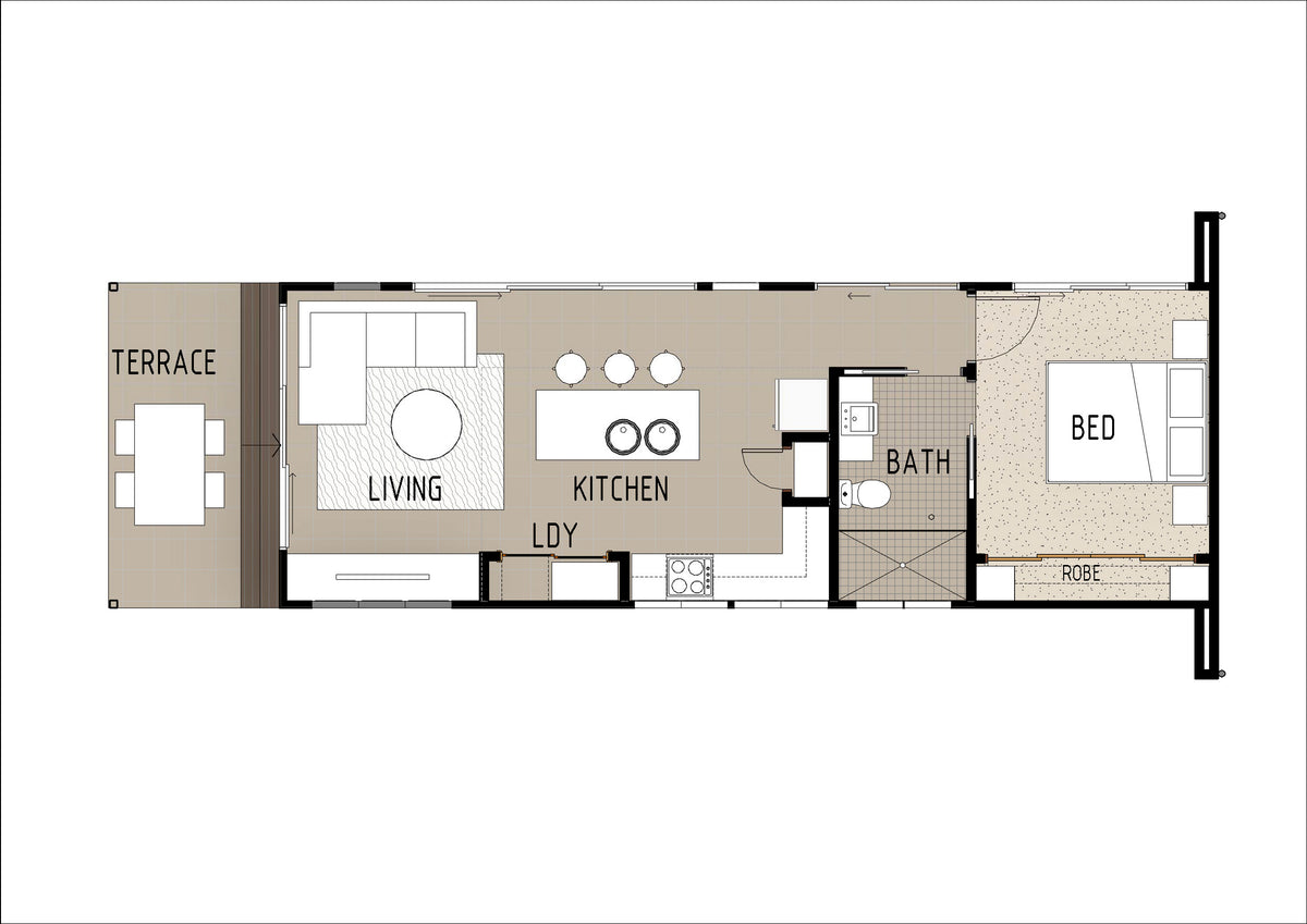 Australian House Design Group GF1004-B granny flat exterior with modern design and large windows.