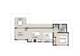 Australian House Design Group GF1008-B granny flat plan showing layout and design details.