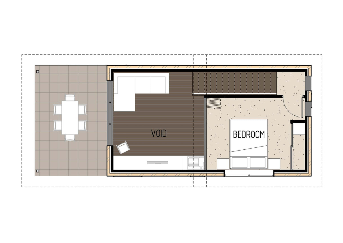 Australian House Design Group GF1010 granny flat with first-floor view, showcasing modern design and structural details.