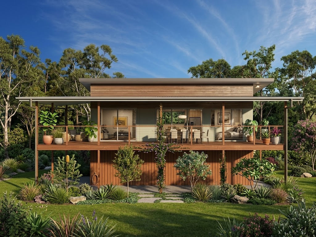Australian House Design Group GF2004 granny flat exterior with modern design and large windows.