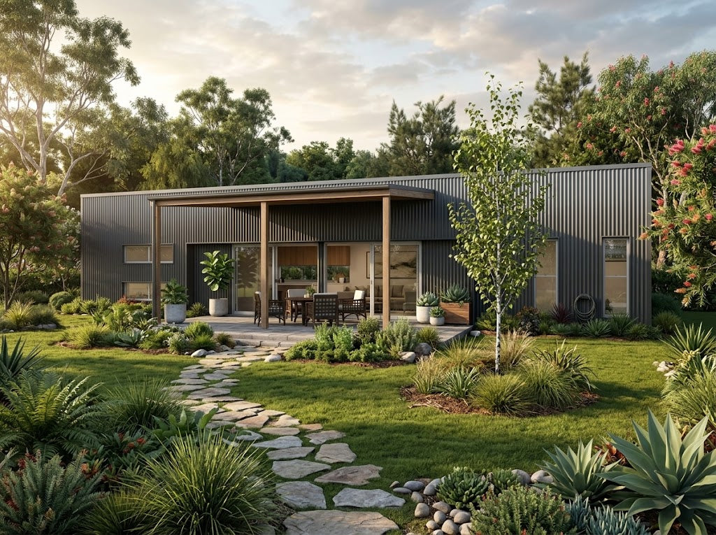 Australian House Design Group GF2006 granny flat exterior showing modern design with large windows and a spacious layout.