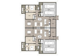 Australian House Design Group D2001 duplex floor plan showcasing interior layout and architectural details.