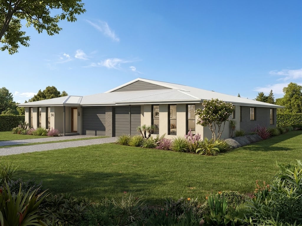 Duplex house plan D3007 by Australian House Design Group, showing a detailed front elevation with modern architectural features.