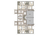 Australian House Design Group D4004 duplex floor plan illustrating room layout and detailed architectural line drawing.