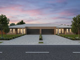 Modern Australian House Design Group D4004 duplex exterior featuring contemporary architecture and landscaped front yard.