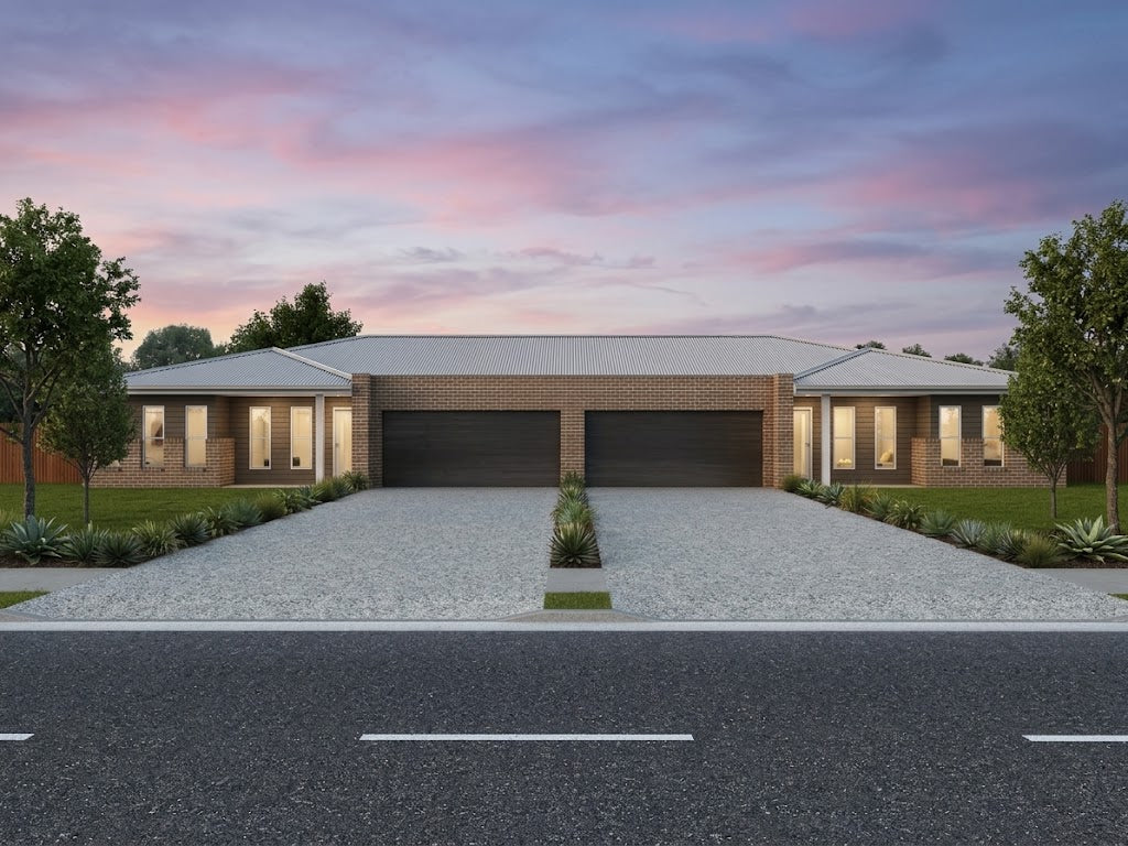 Modern Australian House Design Group D4004 duplex exterior featuring contemporary architecture and landscaped front yard.