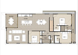 Australian House Design Group DO1 dual occupancy plan showing modern home layout with detailed architectural features.