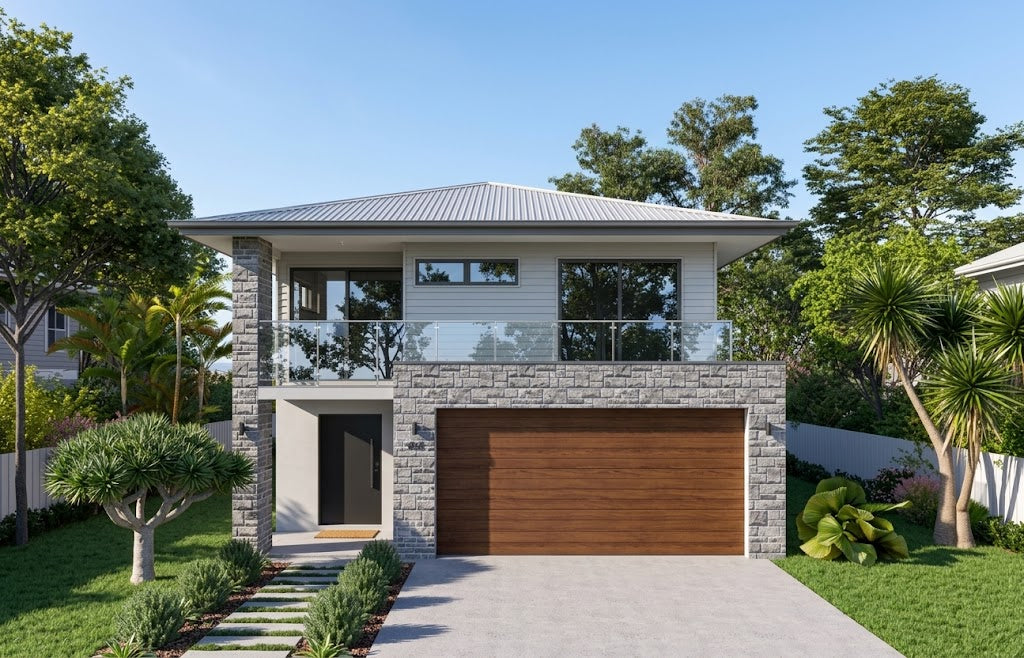 Australian House Design Group DO1 dual occupancy house plan featuring modern architectural details and separate living spaces.