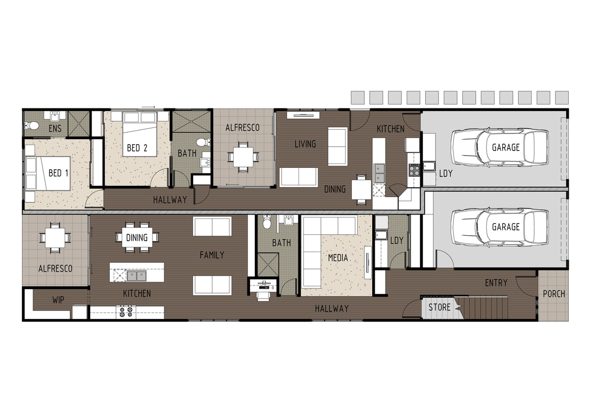 Australian House Design Group DO3 dual occupancy floor plan layout with detailed architectural design.