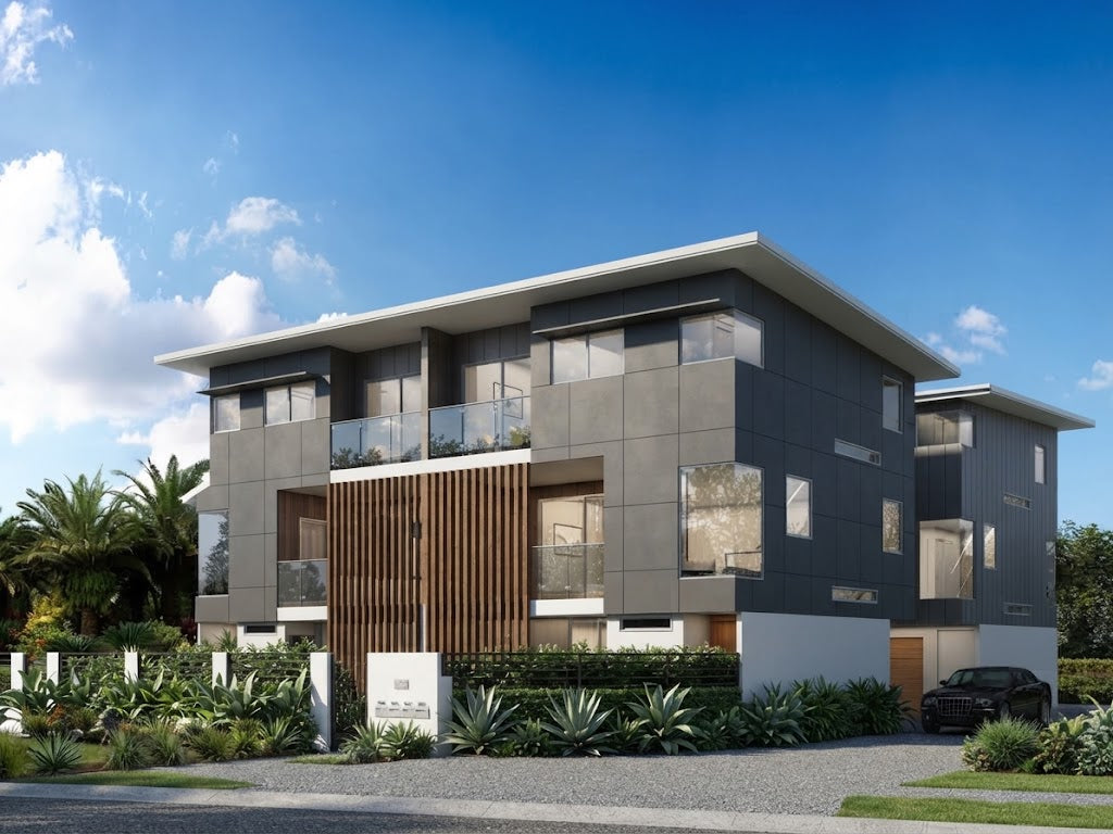 Unit Developments UD4001 by Australian House Design Group, modern residential building exterior with large windows and clean lines.