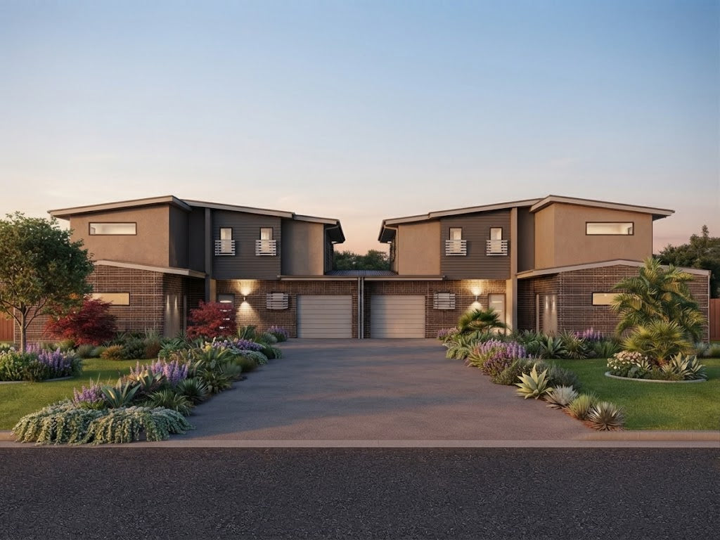 Australian House Design Group UD4003 unit development model showing exterior architecture and design features.