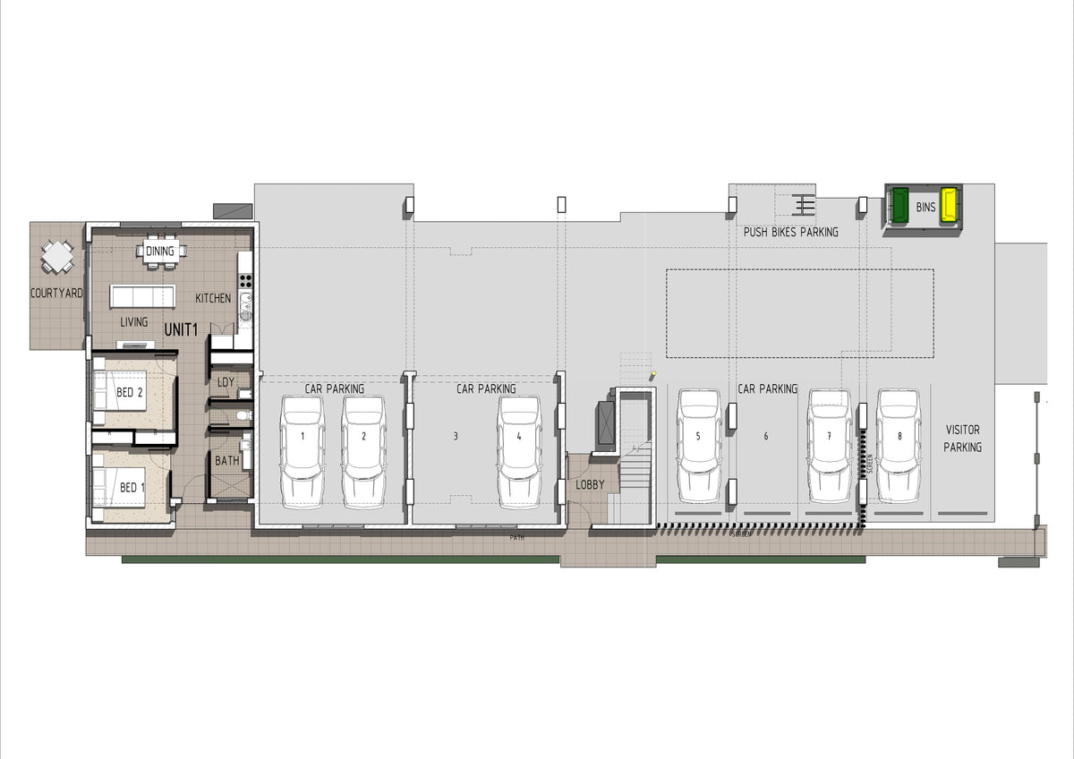 Australian House Design Group UD6002 unit development project showing modern building design and construction details.
