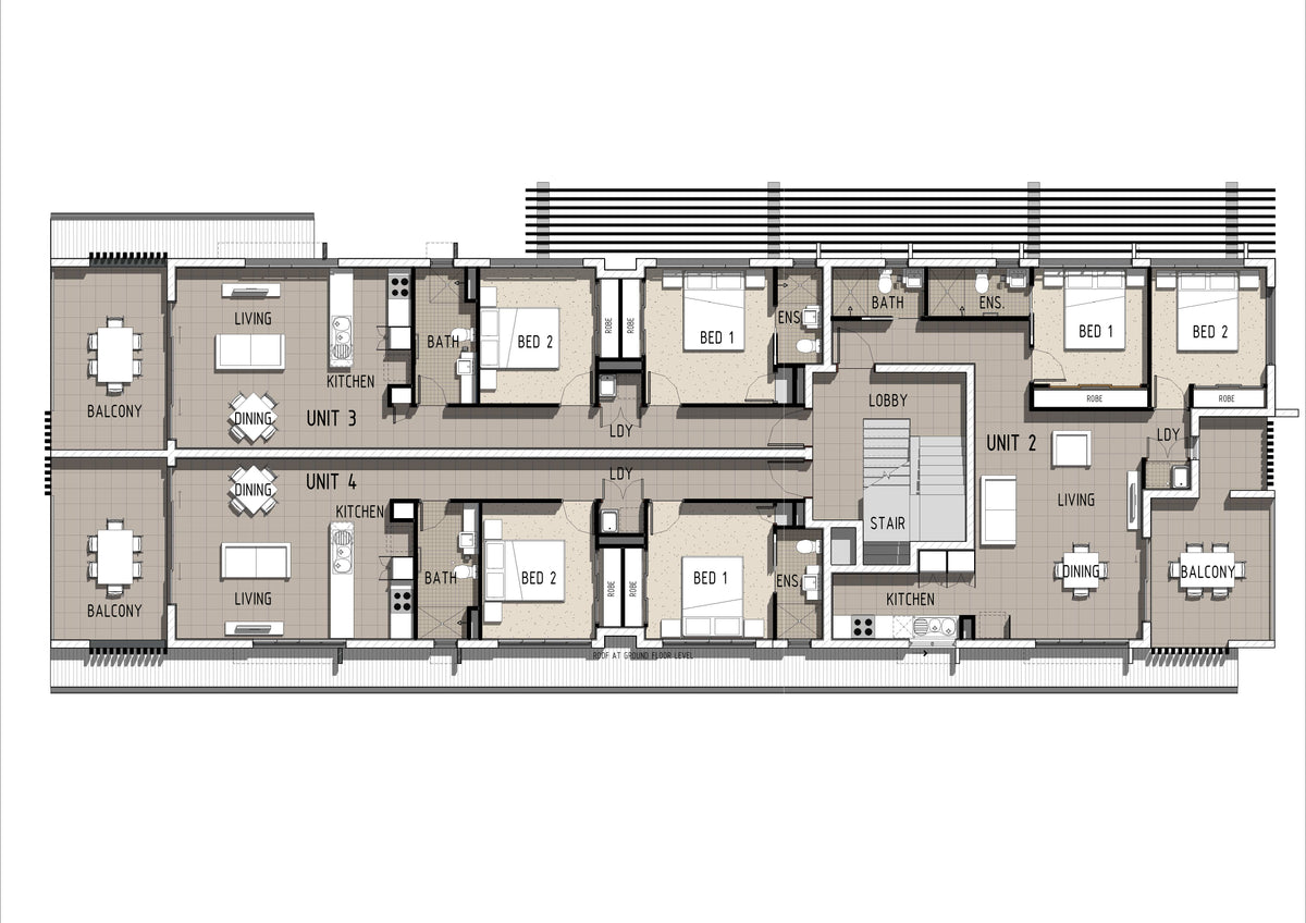 Australian House Design Group UD6002 unit development model showing building layout and architectural features.