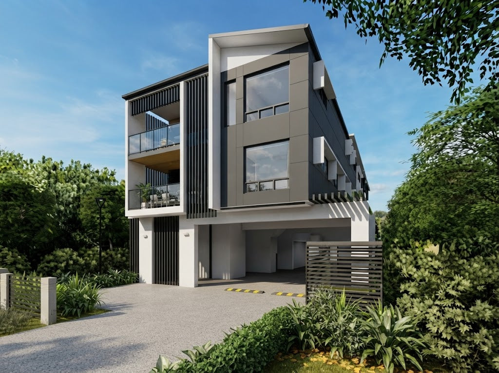 Australian House Design Group UD6002 unit development plan showing modern residential building layout and architectural details.