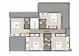 First floor view of RA5001 rooming accommodation by Australian House Design Group showing interior layout