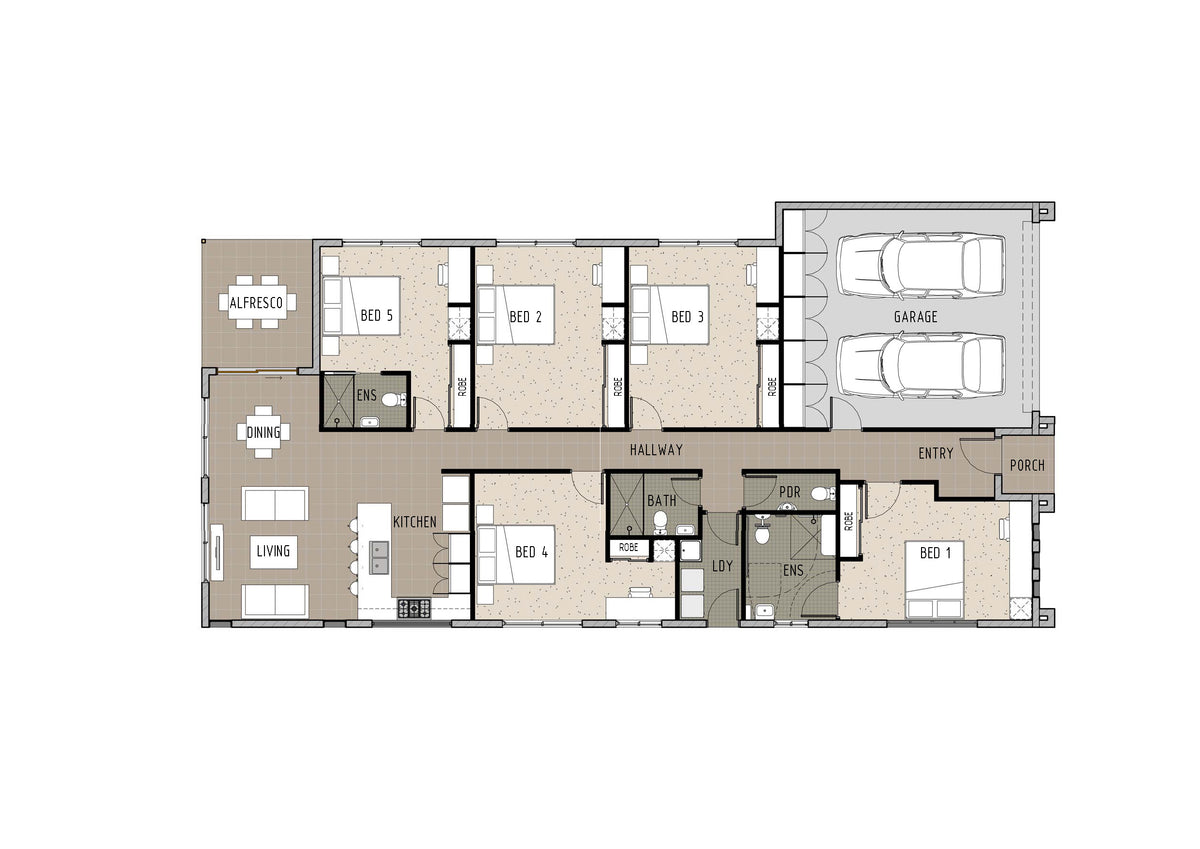 Rooming accommodation model RA5003-B by Australian House Design Group, showcasing interior layout and design features.