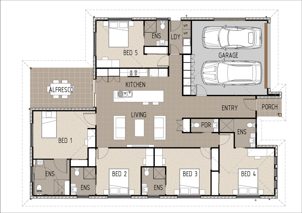 Australian House Design Group RA5004 rooming accommodation exterior showing modern facade and outdoor landscaping.