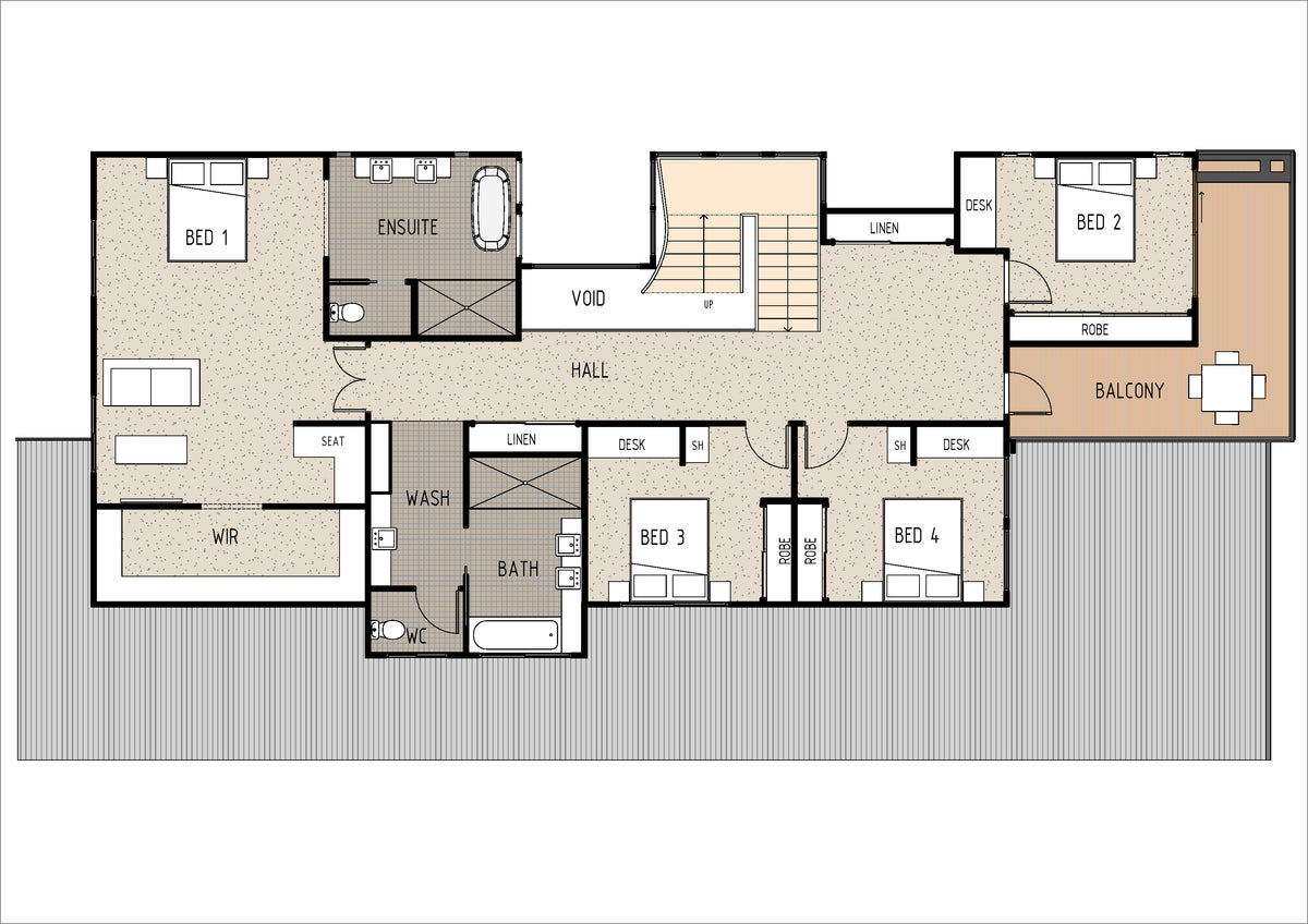 Modern Australian House Design Group M4042-B with wooden exterior and first-floor color details, shown on DSR4008-B sheet.