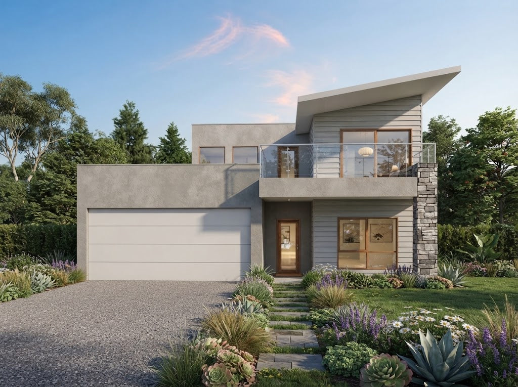 Modern Australian House Design M4042-A by Australian House Design Group, showcasing sleek exterior architecture and contemporary style.
