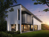 Australian House Design Group GF1006 granny flat exterior showing modern design with large windows and a landscaped yard