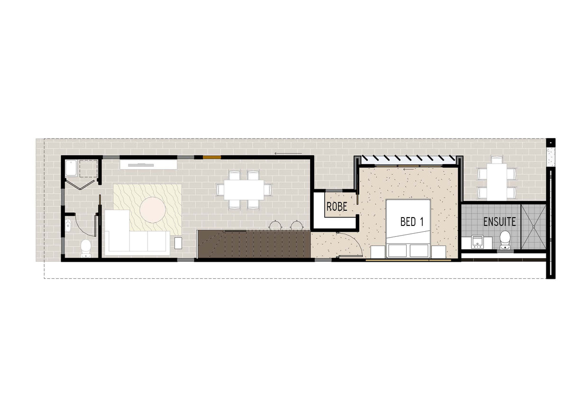 Australian House Design Group GF1006 granny flat floor plan showing layout and interior design details.